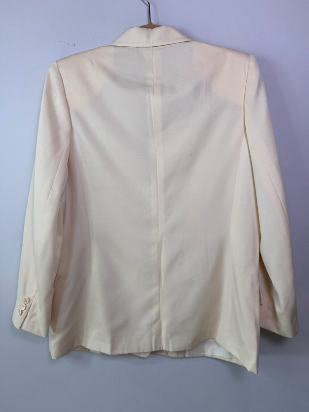 VTG Luciano Barbera 100% Wool Blazer Jacket Women Size 44 Solid Cream Italy - Picture 11 of 16